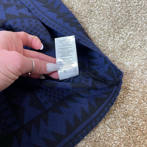 Nina Leonard Black And Blue Geometric Patterned 3/4 Sleeved Sweater Dress SZ XL - Picture 6 of 12